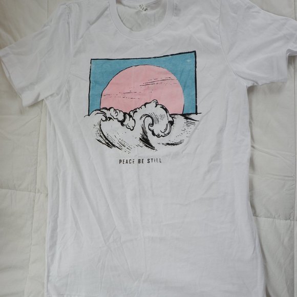 Crazy Cool Threads Tops - White Graphic Tee "Peace be Still"